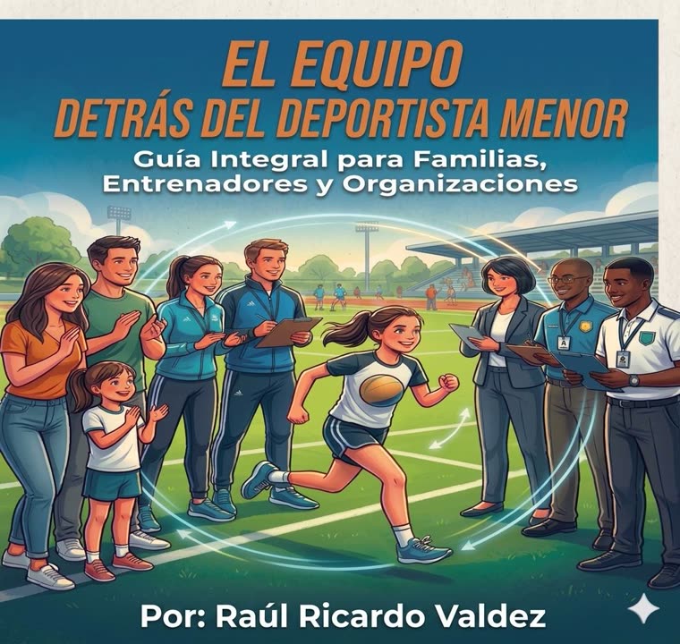 Tapa de El Equipo Detrás del Deportista Menor: familias, entrenadores y un árbitro alrededor de una chica que corre en la cancha